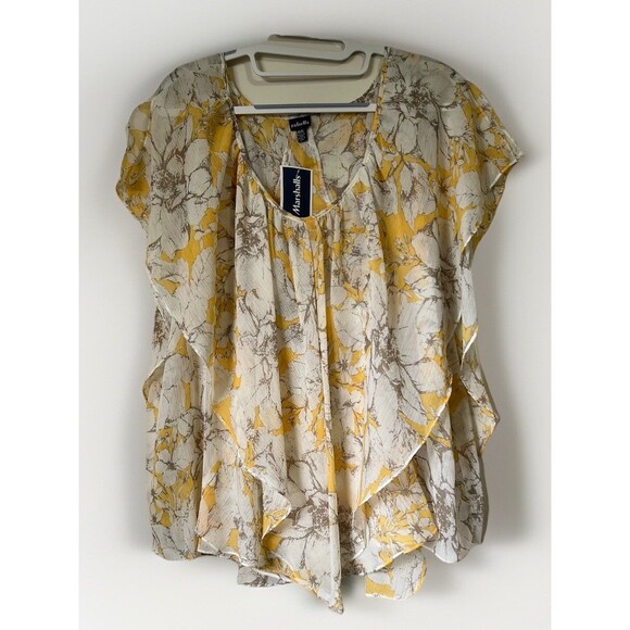 Rafaela Ruffle Top Blouse Women's XL Multi Floral Flutter Sleeve Semi Sheer NWT - Picture 1 of 17
